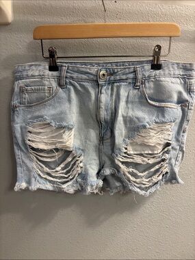GOGO Light Blue Distressed Denim Jean Shorts
